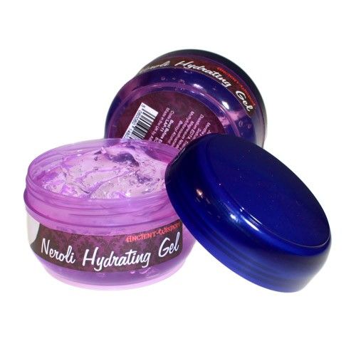 Clear jar of soothing neroli hydrating gel for facial skincare.
