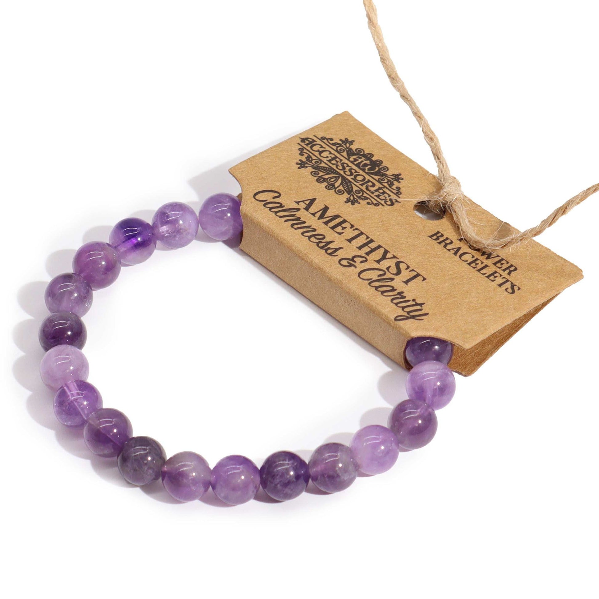 A beautiful purple amethyst bead power bracelet on an elasticated cord.