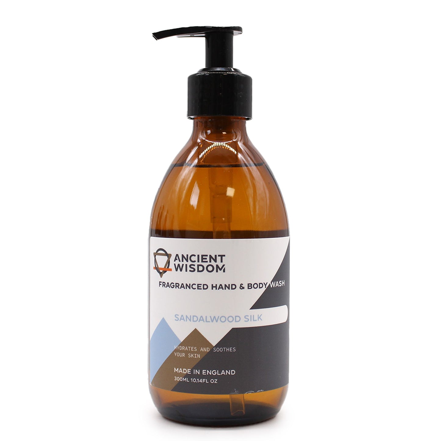 Luxurious clear liquid hand and body wash in a 300ml bottle with minimalist labelling.