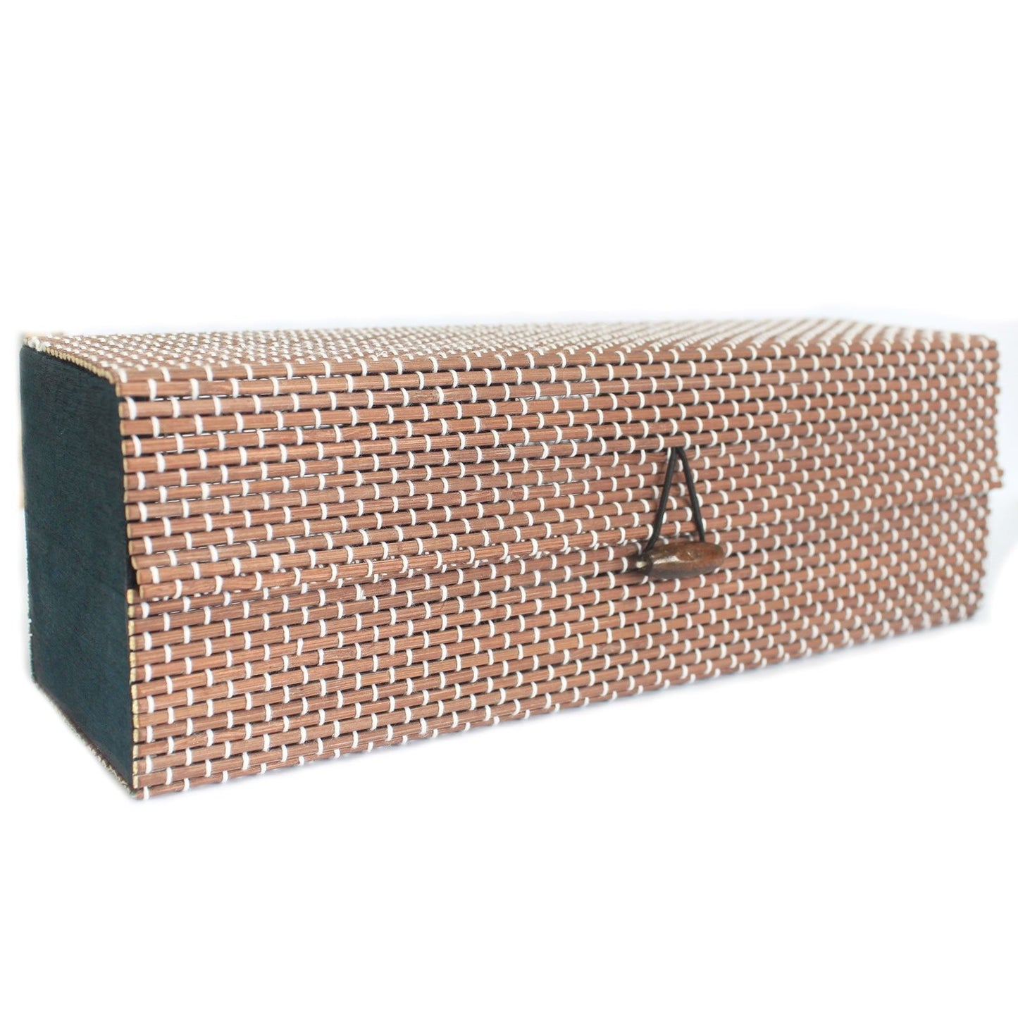 Handcrafted triple-compartment bamboo gift box with a fine natural finish and smooth hinged lid.