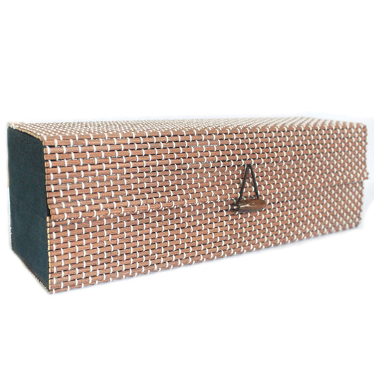 Handcrafted triple-compartment bamboo gift box with a fine natural finish and smooth hinged lid.