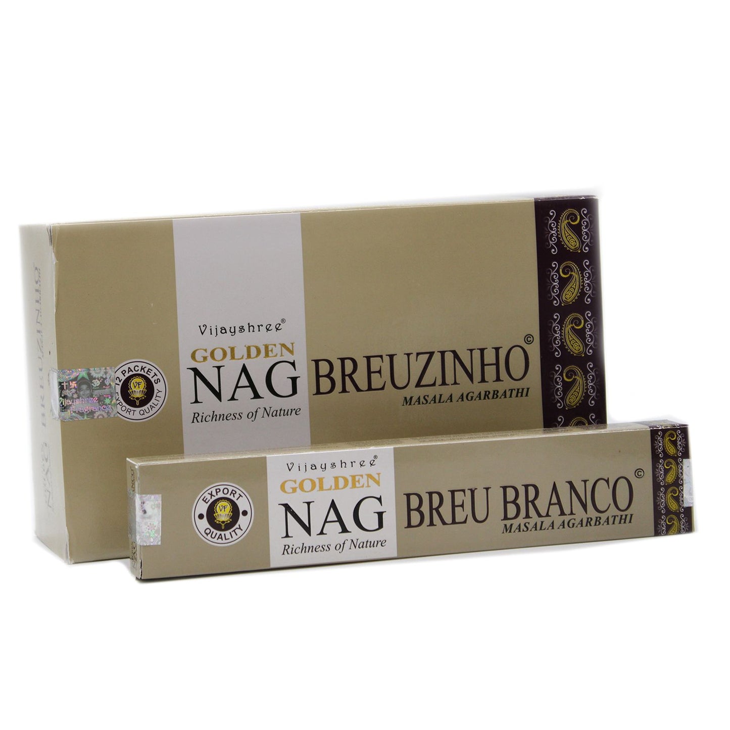 A 15g pack of hand-rolled incense sticks featuring traditional golden and brown packaging for Breuzinho fragrance.