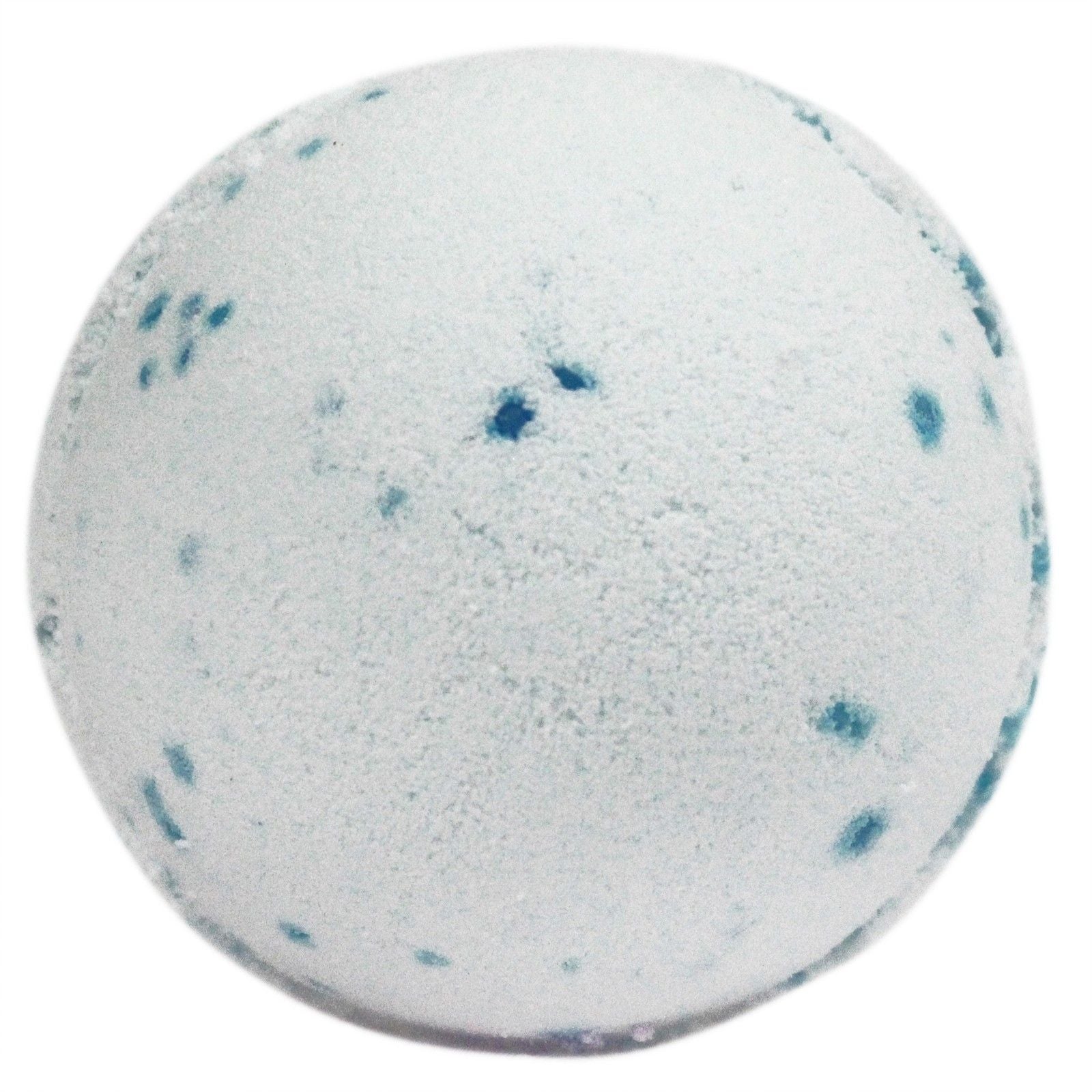 Large blue and white marbled jumbo bath bomb with a textured surface containing real sea salt granules.