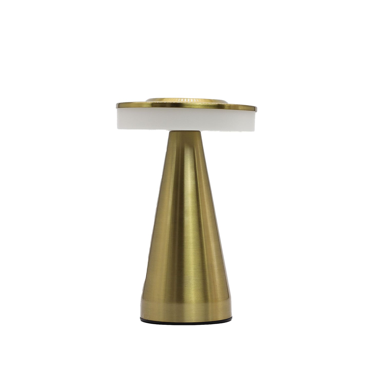 Elegant tall stem table lamp with a polished copper finish and a minimalist modern design.