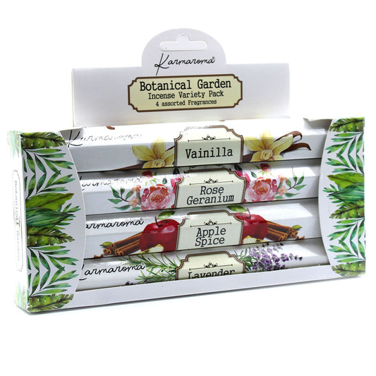 Beautifully designed incense gift box featuring botanical illustrations and four different fragrant incense packs.