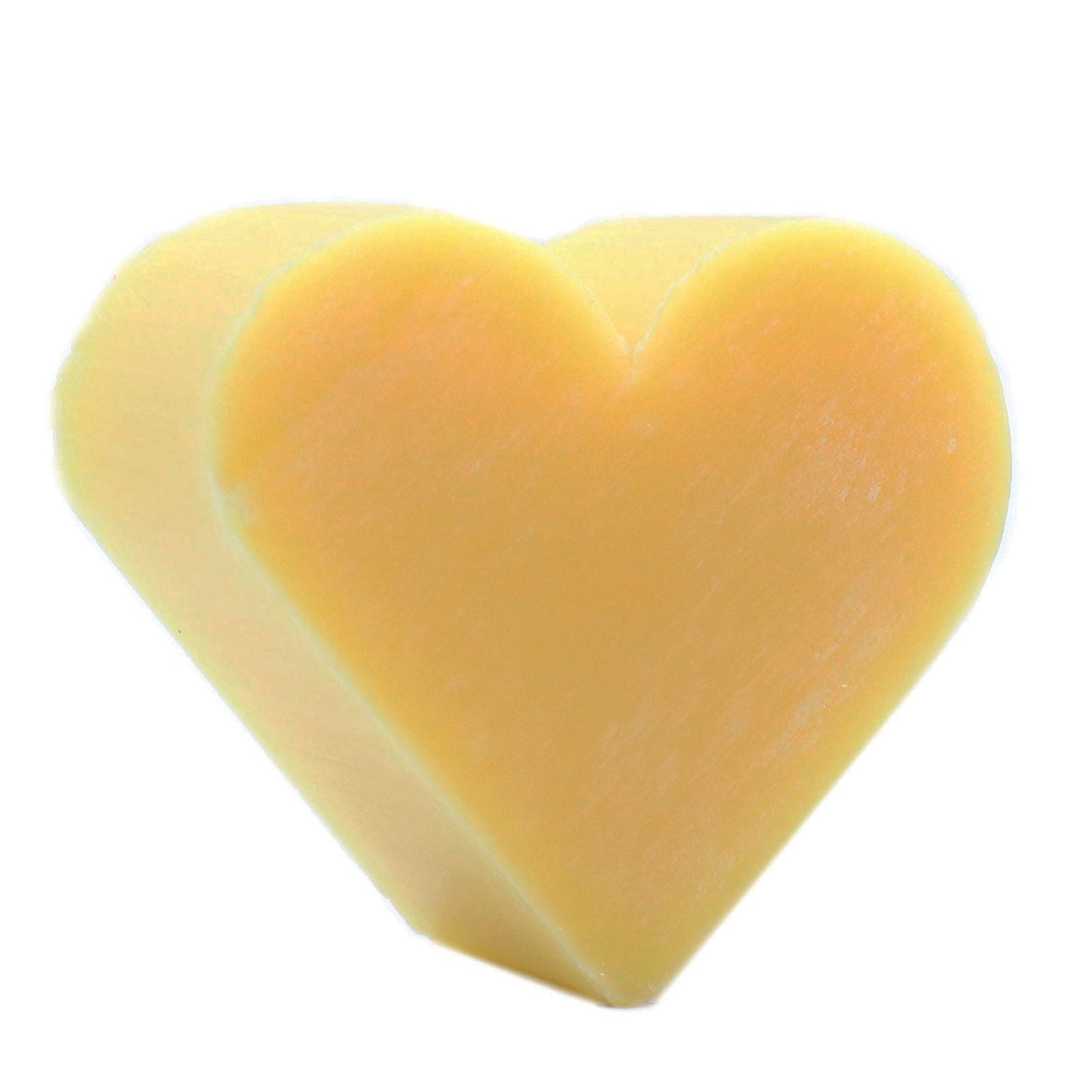Set of ten small, colourful heart-shaped guest soaps with a smooth texture, perfect for bathroom decor.