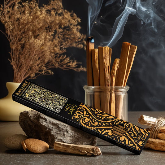 Bundle of extra long natural palo santo smudge incense sticks with a rustic textured finish and woody appearance.