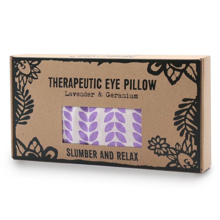 Soft fabric eye pillow for relaxation, weighted with natural linseed and infused with dried botanicals.