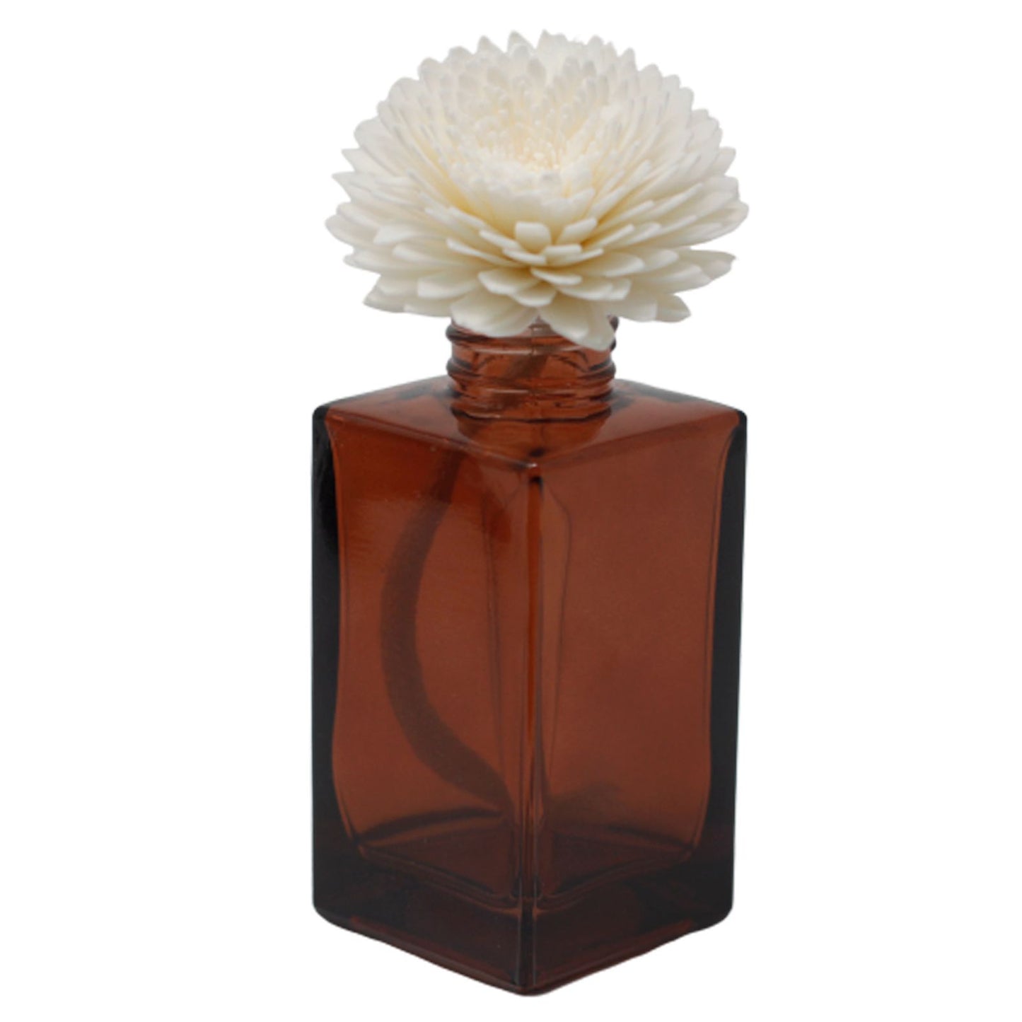 A large, handcrafted white carnation flower made from sola wood with an attached cotton string for aroma diffusion.