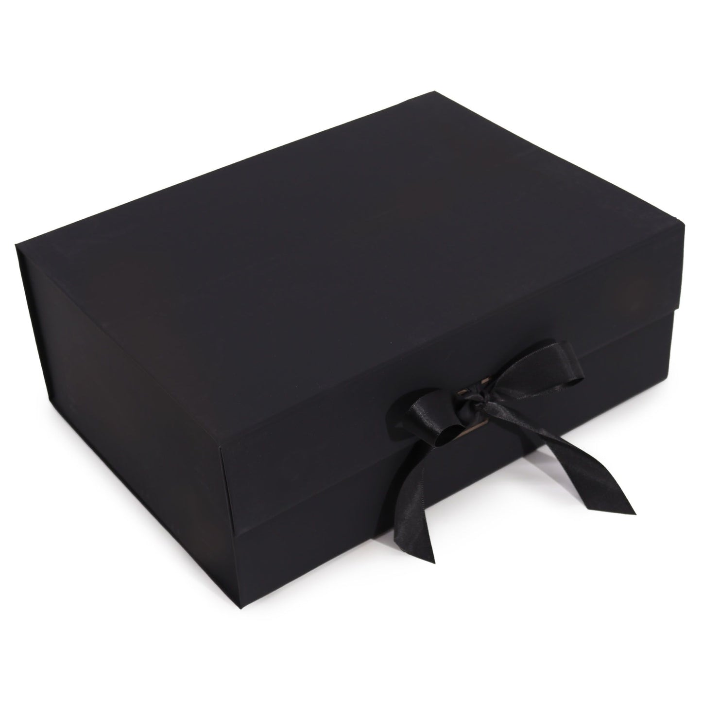 Sleek and sturdy extra large black flat pack gift box with a clean matte finish.