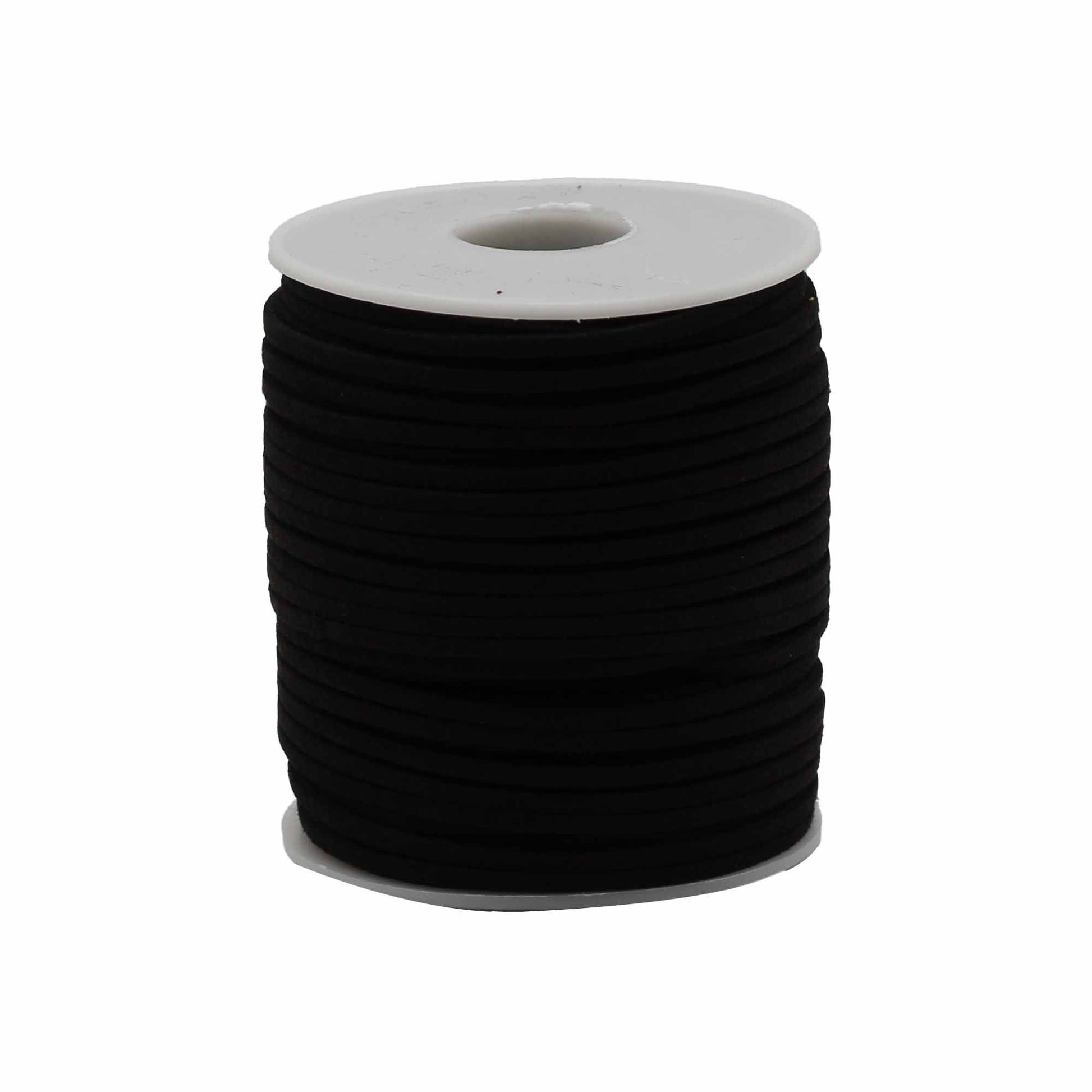 Large bulk roll of soft black faux suede cord, 2.5mm thick, ideal for jewellery making and pendant crafting.