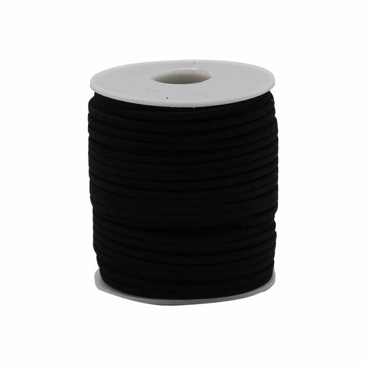 Large bulk roll of soft black faux suede cord, 2.5mm thick, ideal for jewellery making and pendant crafting.