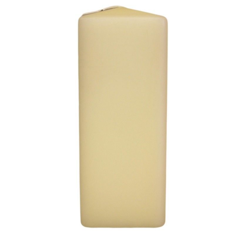 Large square ivory pillar candle with a smooth traditional finish and classic design.