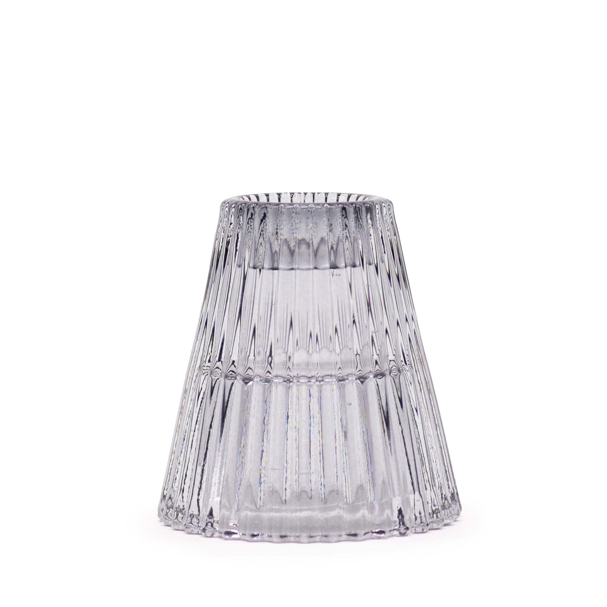 Sophisticated midnight grey glass candle holder with a versatile reversible design for both dinner candles and tealights.