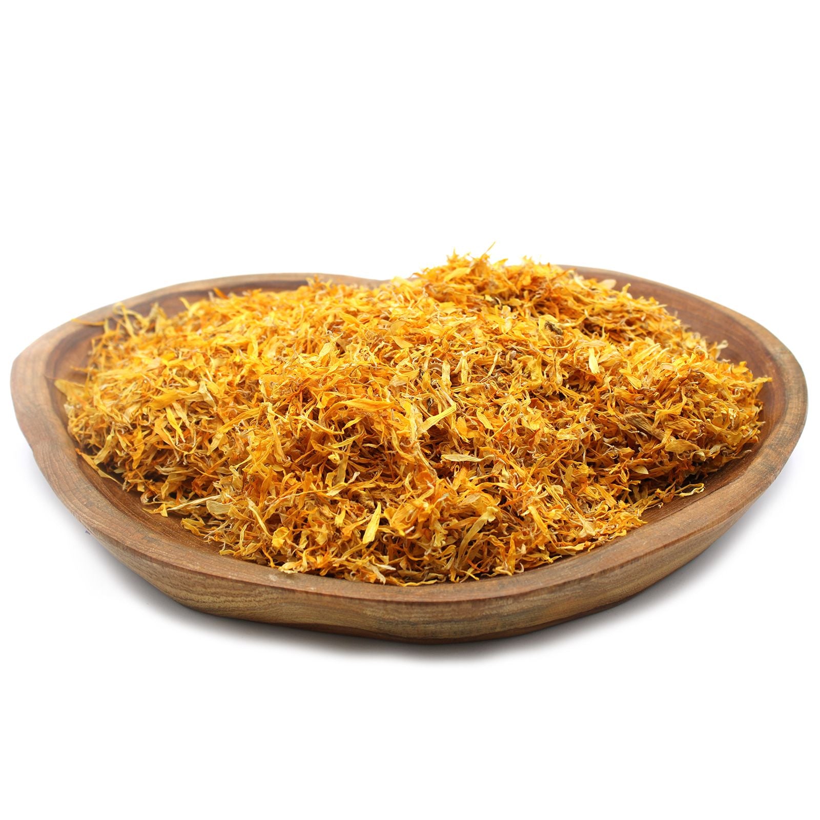 A large bulk bag of vibrant, natural dried orange and yellow marigold petals for crafts and decoration.