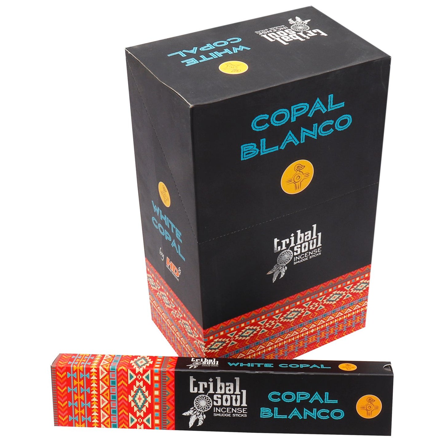 Handcrafted incense sticks with a natural resin coating, presented in a decorative box with traditional patterns.