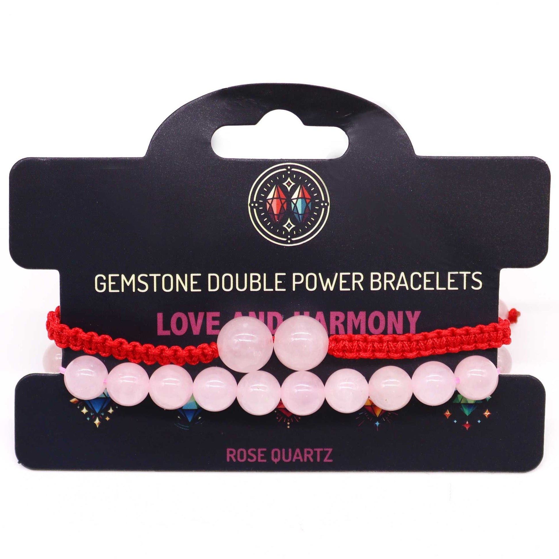 Two adjustable cord bracelets featuring smooth, polished pink rose quartz gemstone beads on a simple minimalist string.