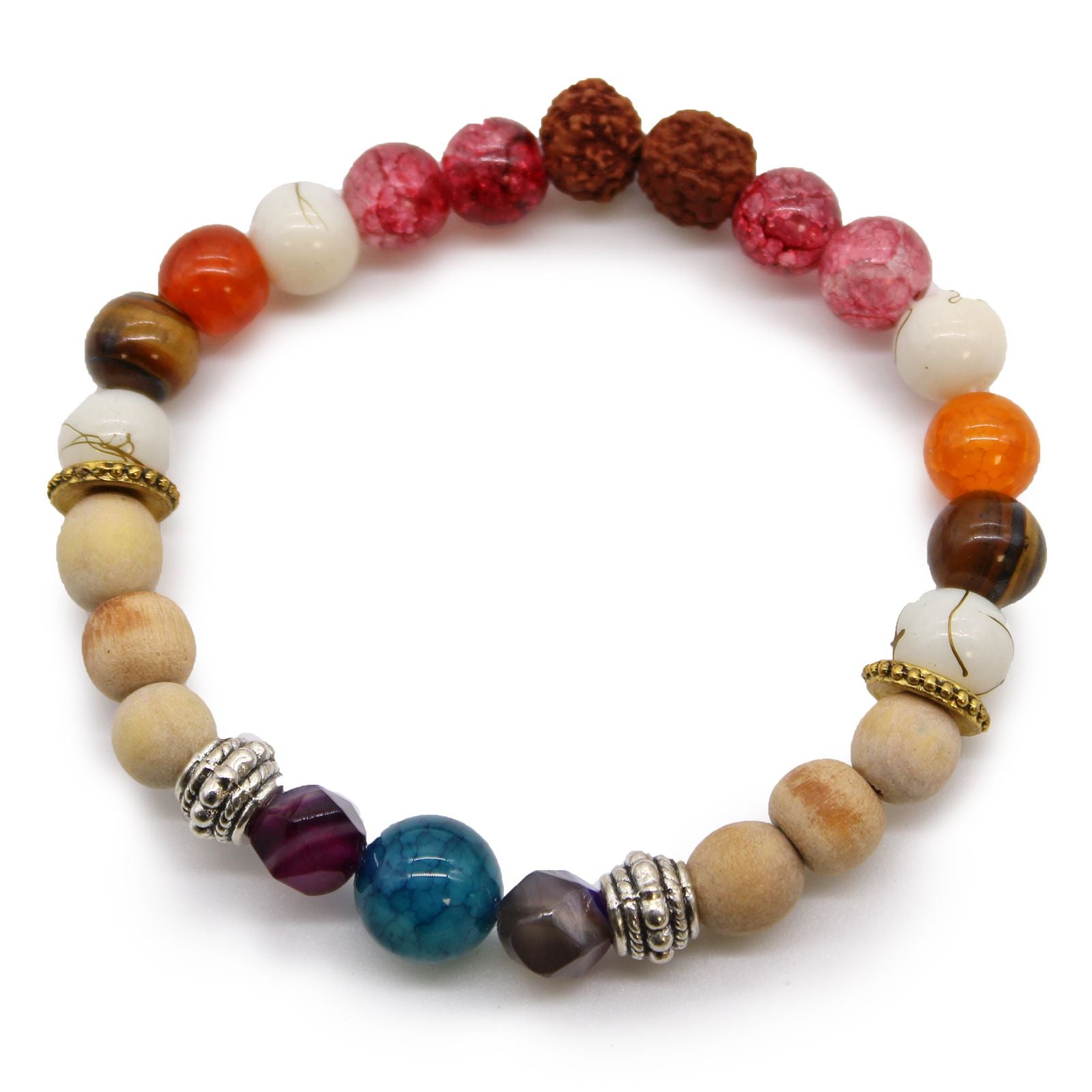 Handcrafted adjustable bangle featuring white, black and grey beads representing Balinese spiritual balance.