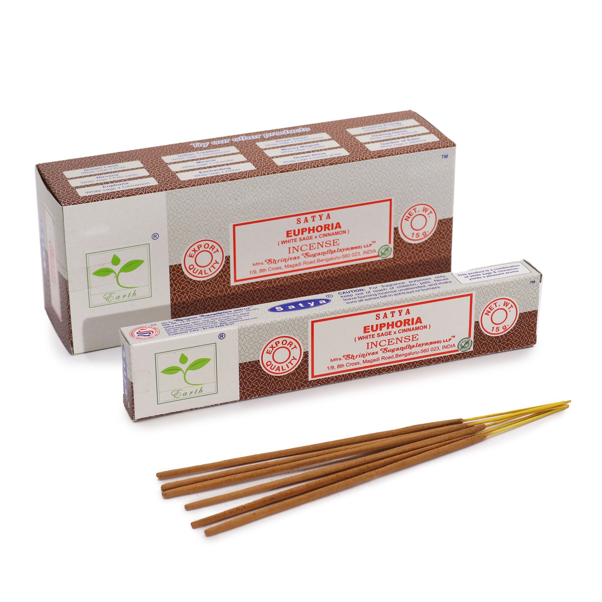 A pack of hand-rolled incense sticks featuring white sage and cinnamon for spiritual cleansing and aromatic warmth.