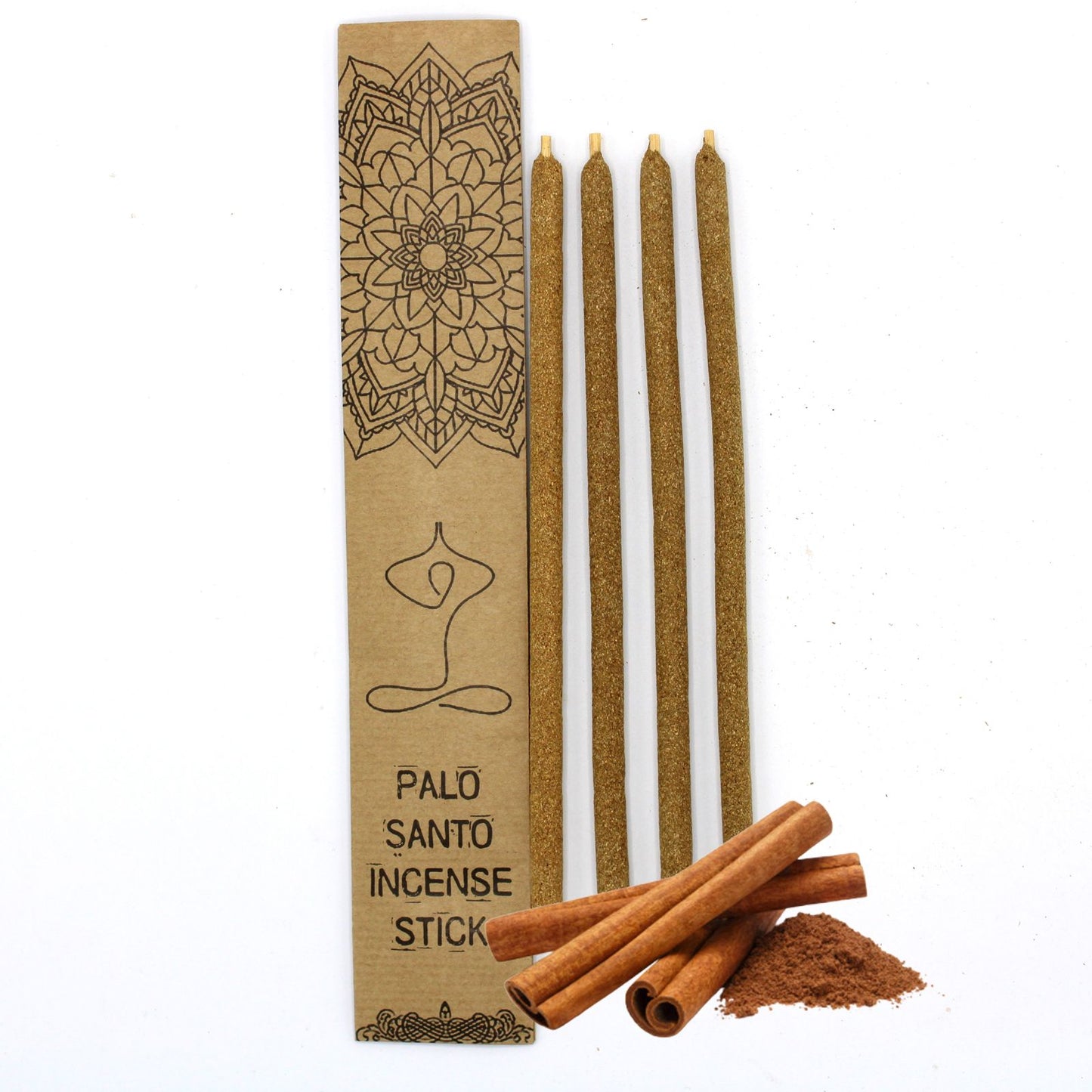 Large natural wood incense sticks blended with cinnamon bark, tied together with a simple string.