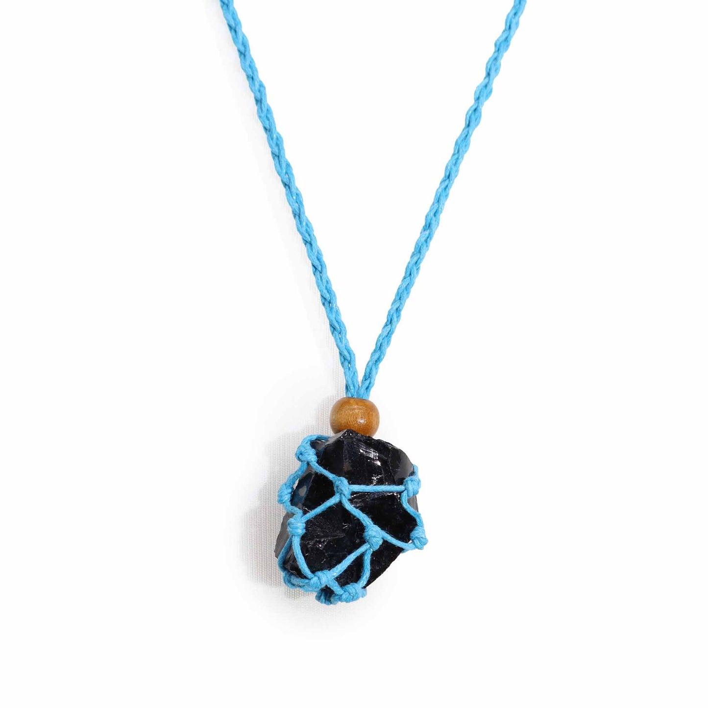 Vibrant blue adjustable necklace cord designed for holding gemstone pendants and crystals.