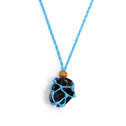 Vibrant blue adjustable necklace cord designed for holding gemstone pendants and crystals.