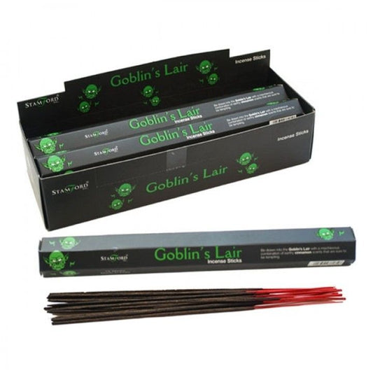Pack of black incense sticks featuring mystical goblin themed artwork on the packaging.