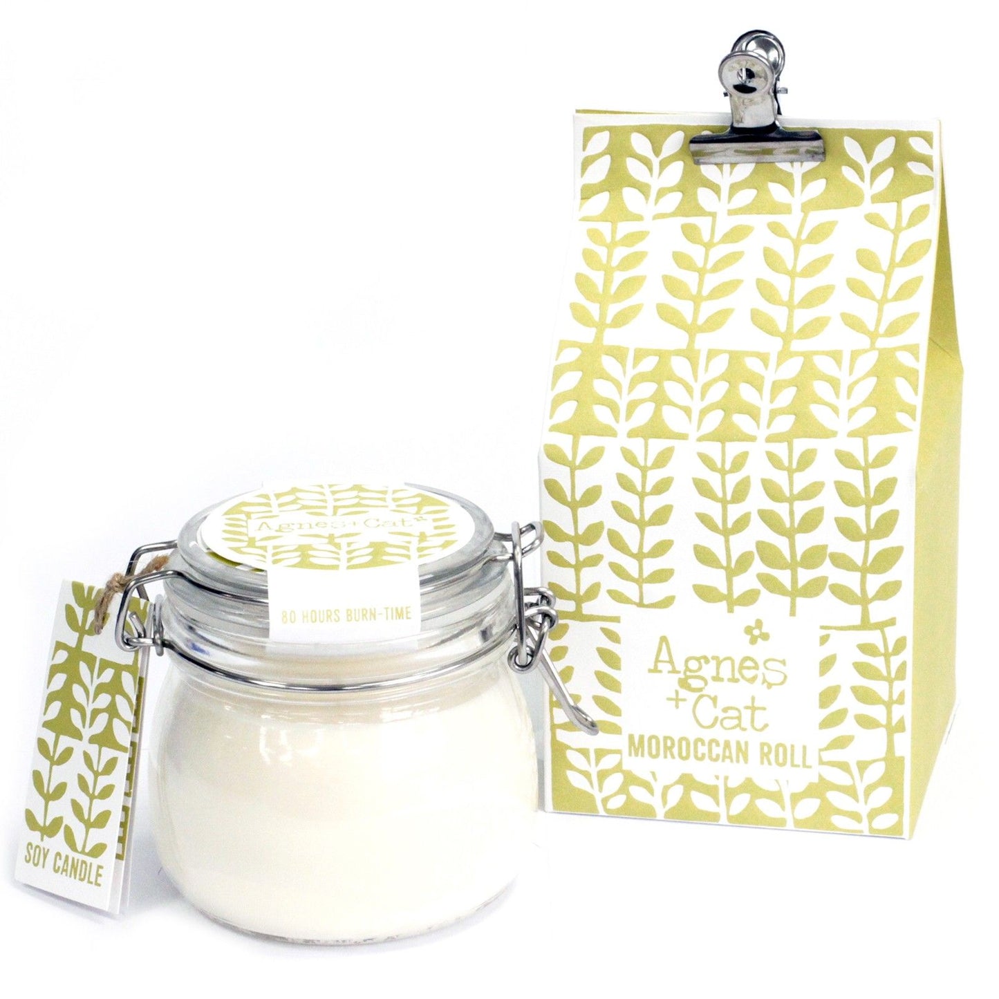 Rustic glass Kilner jar candle with natural soy wax and a minimalist paper label.