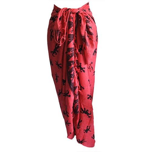 Vibrant pink sarong featuring a traditional Balinese gecko print design.