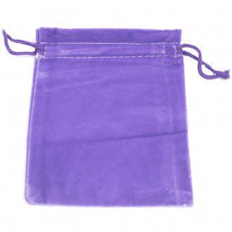 Small purple velvet drawstring pouch with a soft, luxurious texture and matching purple cord.