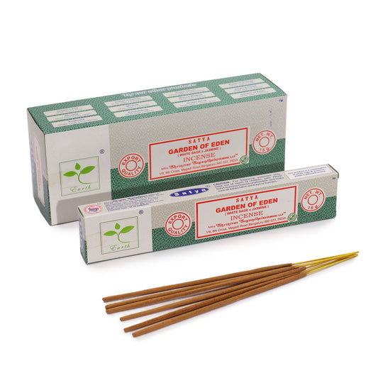 Hand-rolled incense sticks in a decorative blue box featuring floral patterns and white sage and jasmine scent details.