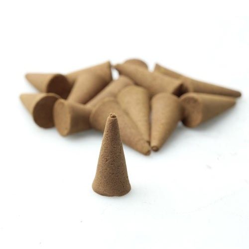 Large bulk pack of light brown unscented raw incense cones in a simple conical shape.