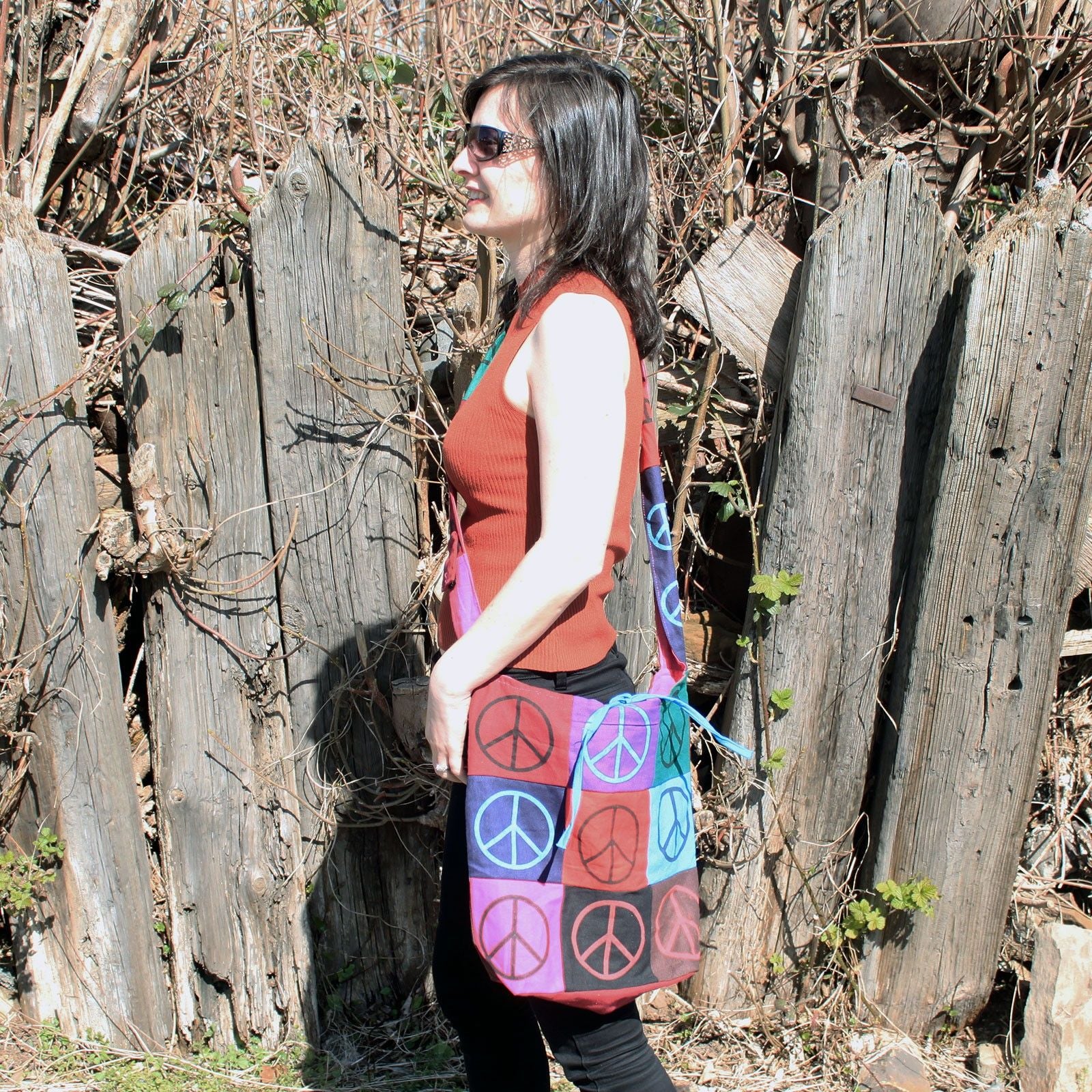Cotton Patch Sling Bags - Peace