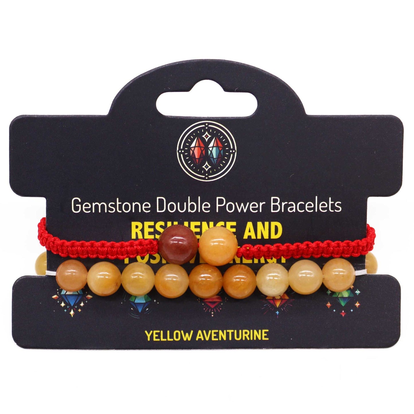 Two strands of polished yellow aventurine gemstone beads on a stretch bracelet, showing natural sunny gold tones.