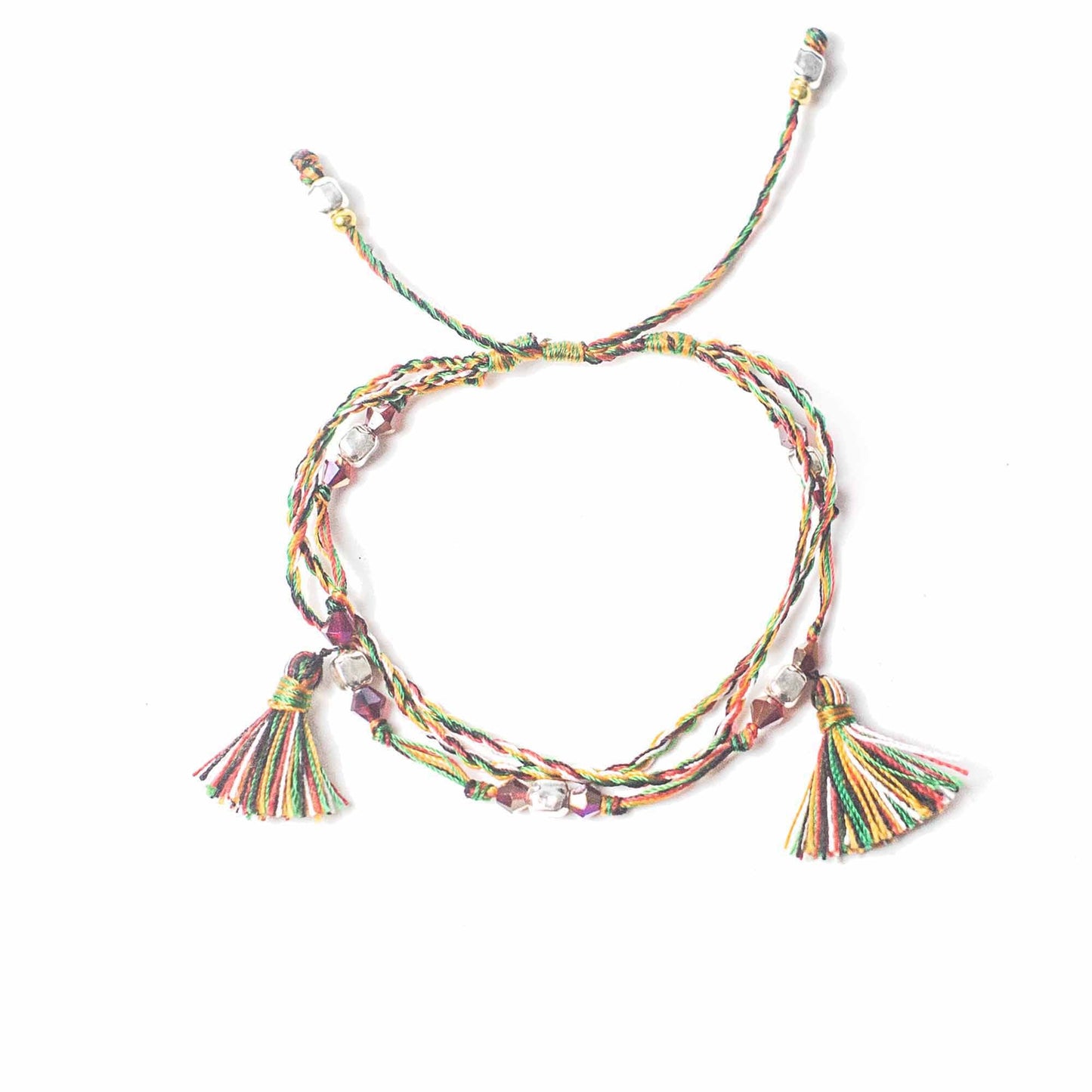 Handcrafted adjustable red string temple bracelet with a traditional knotted design for spiritual protection.