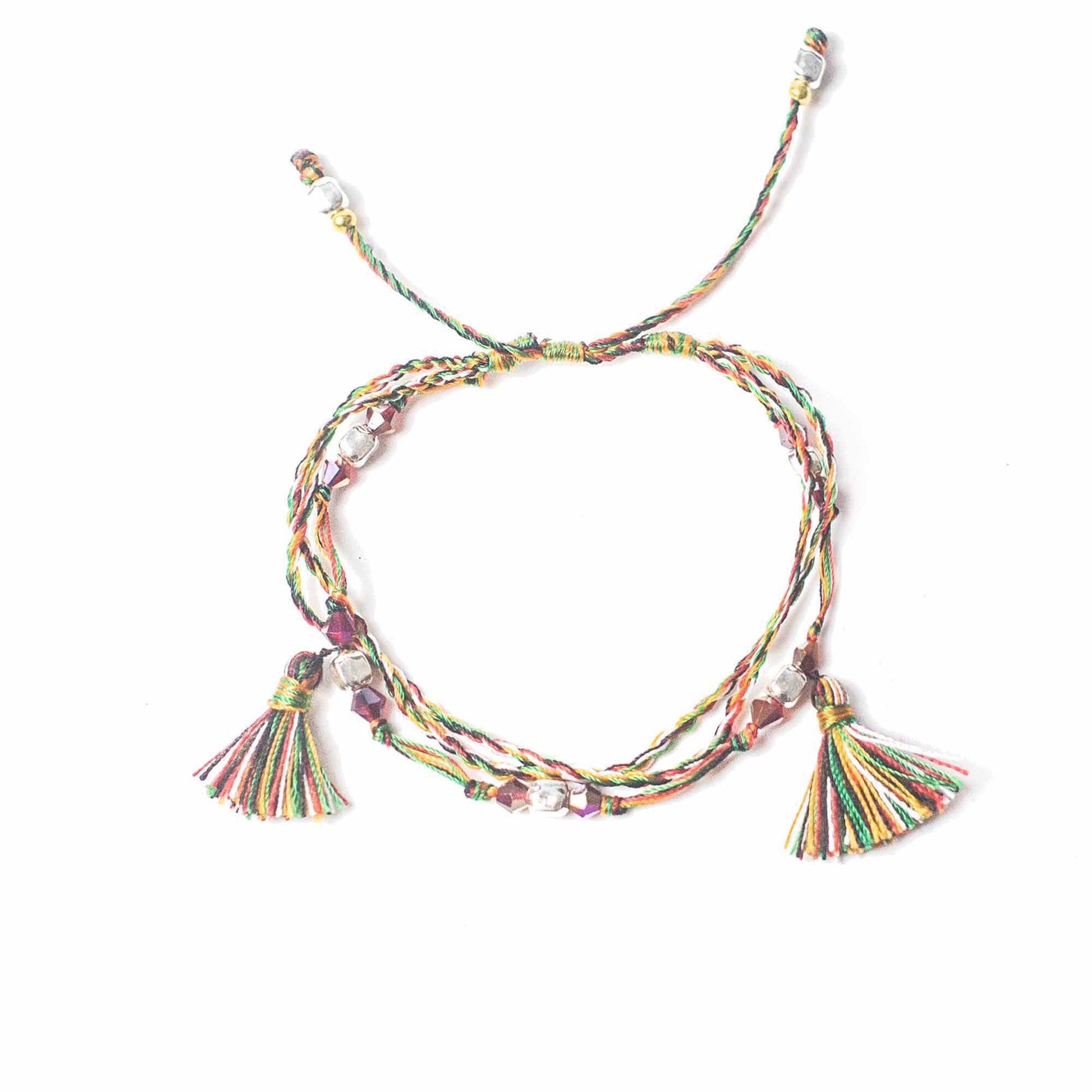 Handcrafted adjustable red string temple bracelet with a traditional knotted design for spiritual protection.