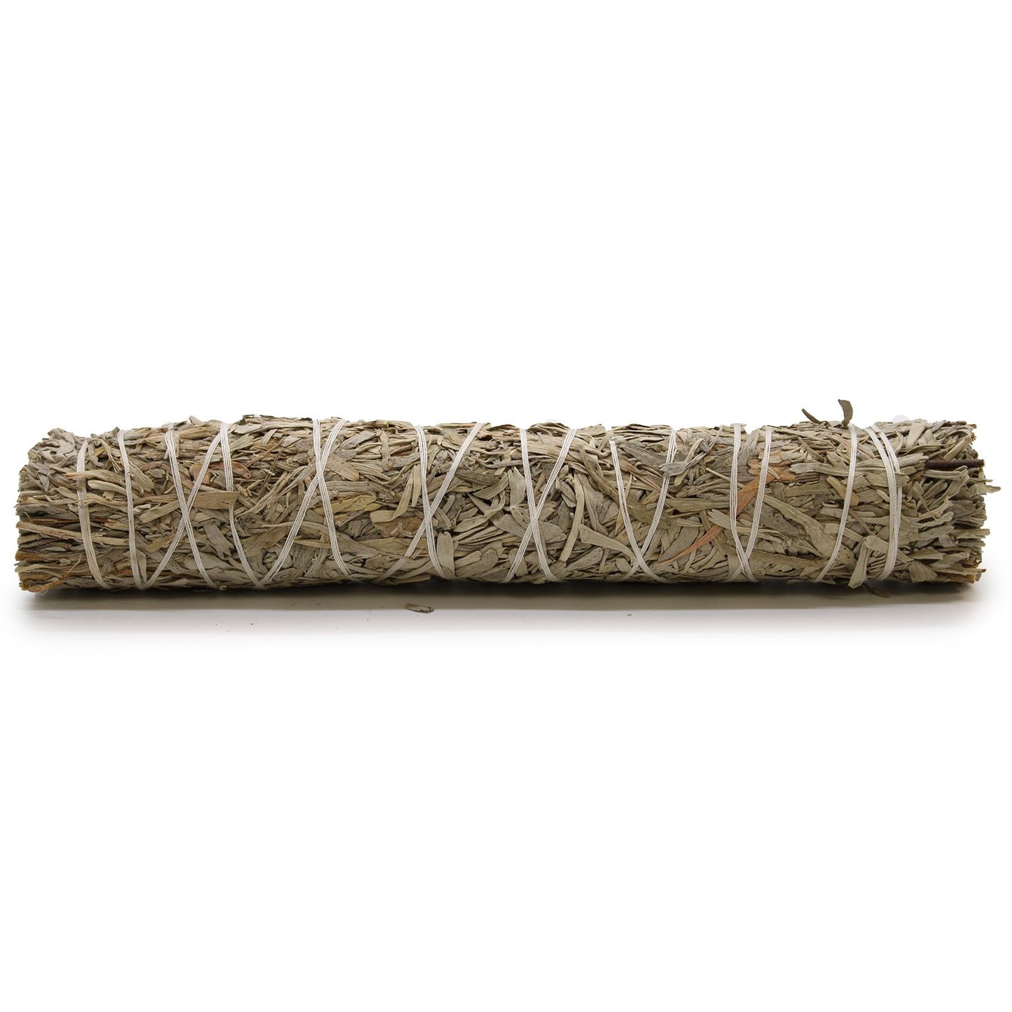 A large, tightly bound bundle of dried blue sage leaves for spiritual smudging and space clearing.