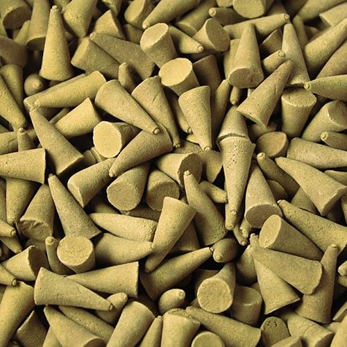 Large aromatic honeysuckle incense cones in a bulk collection, perfect for creating a floral atmosphere.