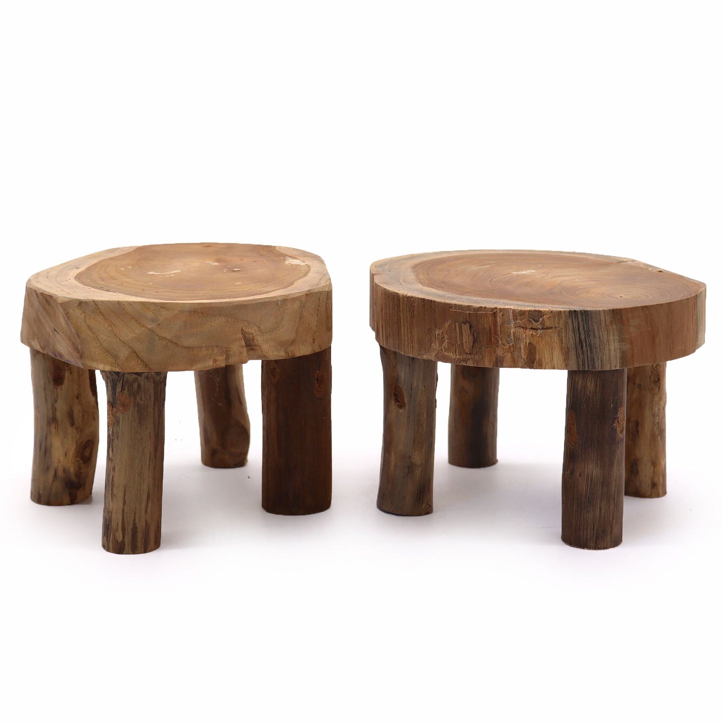Two rectangular handcrafted teak wood display pads with natural grain and elegant smooth finish for home decor.