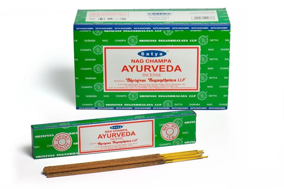 A 15g box of hand-rolled incense sticks with traditional blue and yellow packaging on a neutral background.