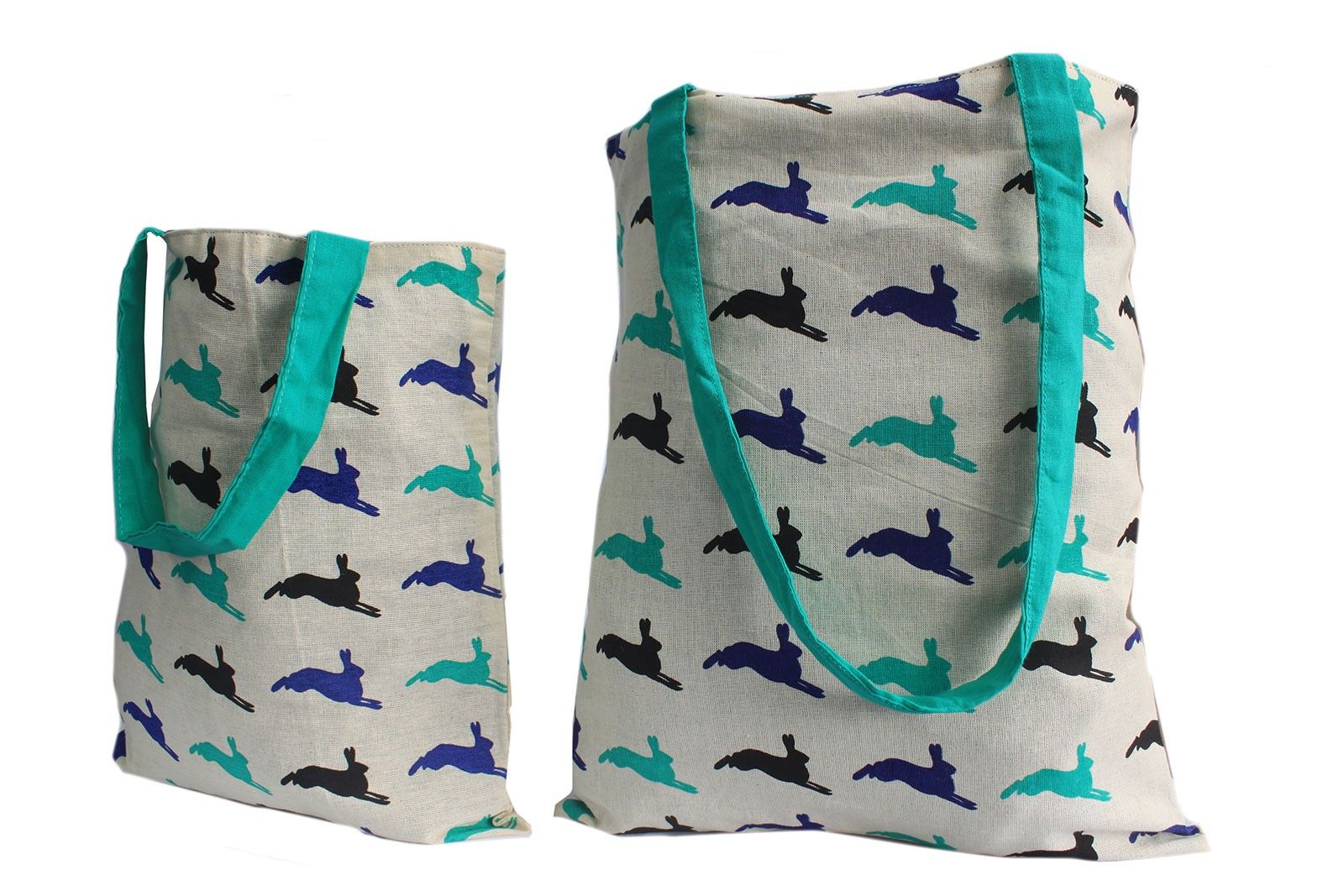 Lrg Tote Bag Reversible - Hare - Green