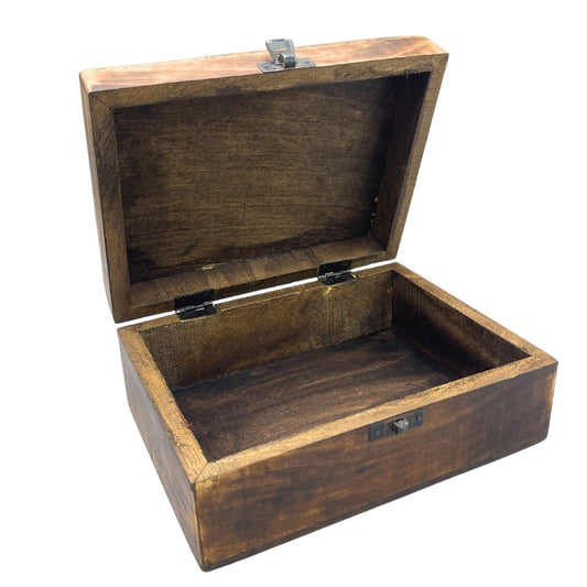 Large hand-carved wooden keepsake box featuring a detailed Buddha design on the lid.