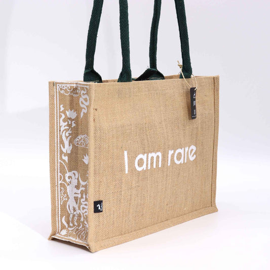 Large jute tote bag featuring a mystical black and white tarot card design of the Devil on a natural fibre background.