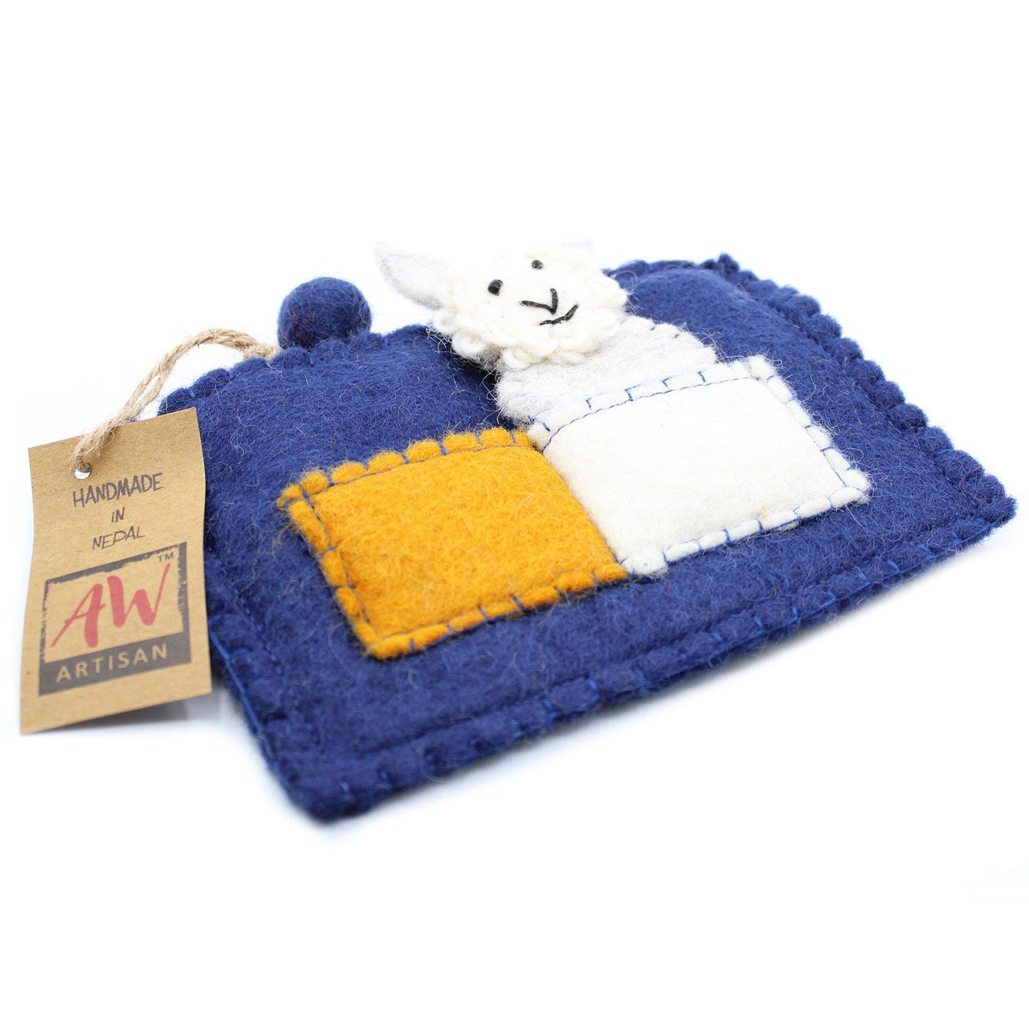 Three adorable fabric puppy finger puppets stored inside a colourful matching fabric carry pouch.