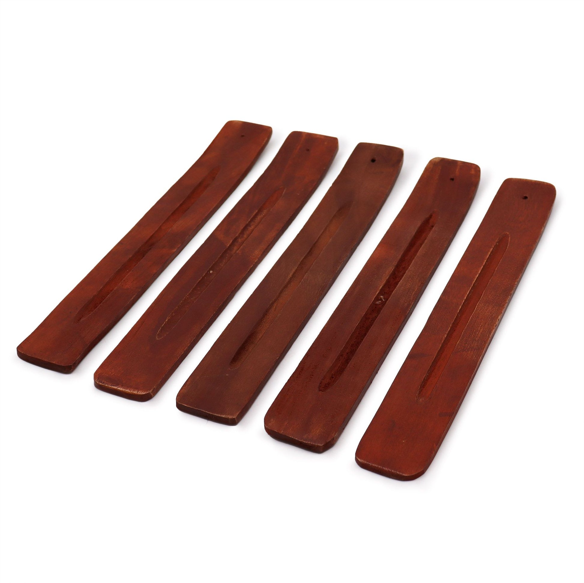 Minimalist handcrafted plain mango wood incense ashcatcher with a natural grain finish and slim profile.
