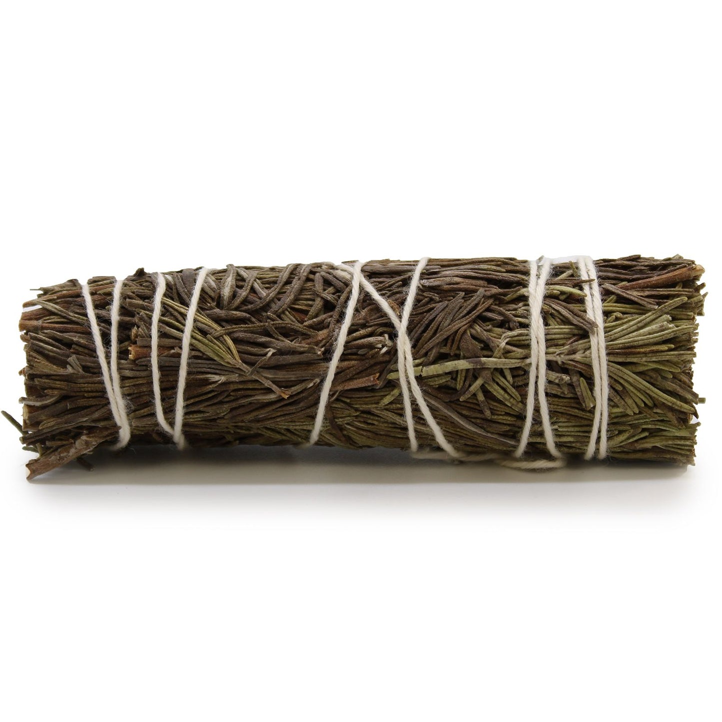 Hand-tied 10cm Romero Sage smudge stick showing dried green herbs and botanical textures.
