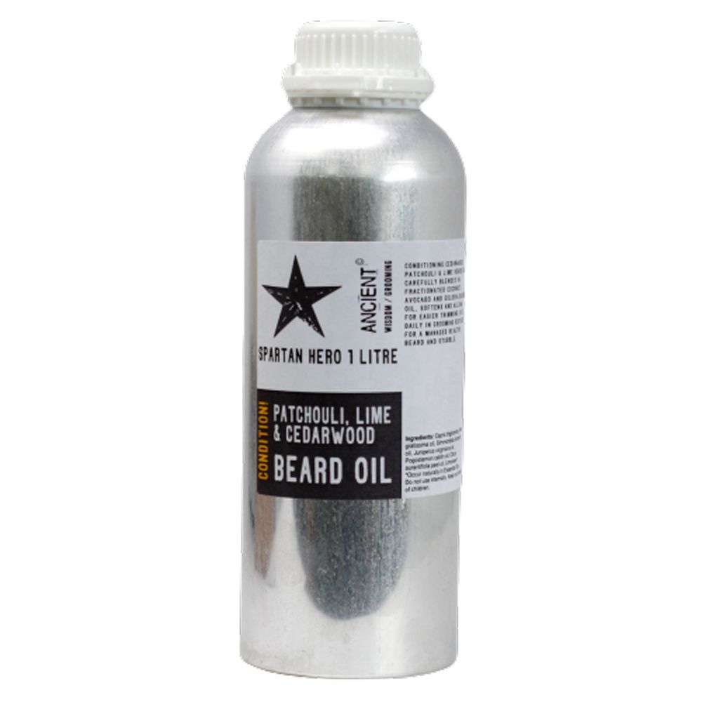 Large one litre bottle of premium beard oil for conditioning and softening facial hair.