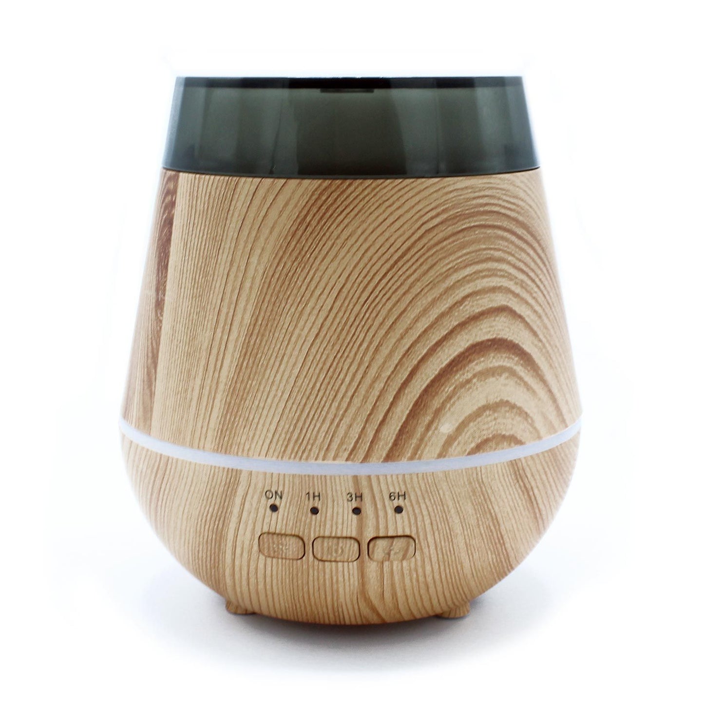 Compact white ultrasonic aroma atomiser with a sleek modern design and soft glowing LED light base.