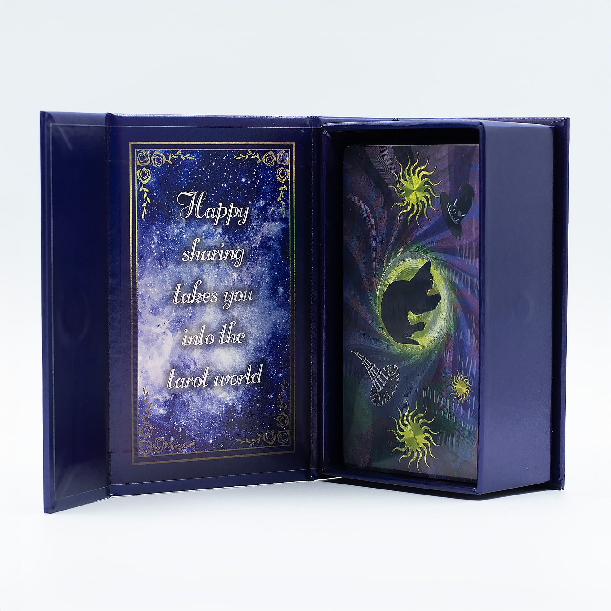 78-card witch-themed tarot deck featuring enchanting modern imagery with shimmering purple foil accents.