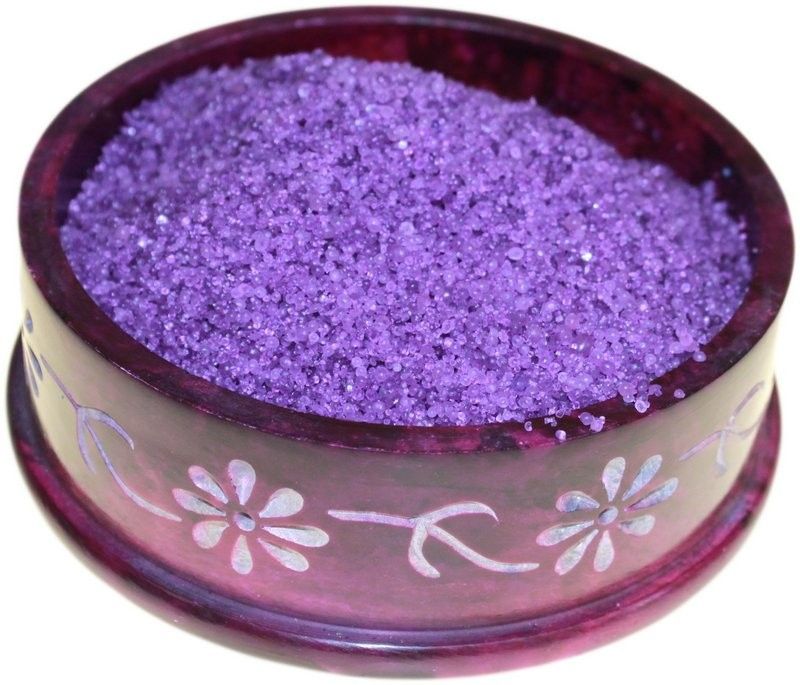 Small purple scented simmering granules for oil burners in a lilac and lavender fragrance.